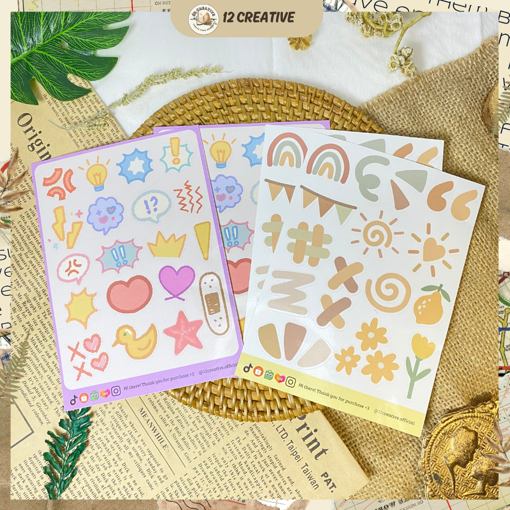 

[12 Creative] Sticker Cute Random Sticker Dekoratif Hiasan Scrapbook / HP / Laptop Sticker Chromo