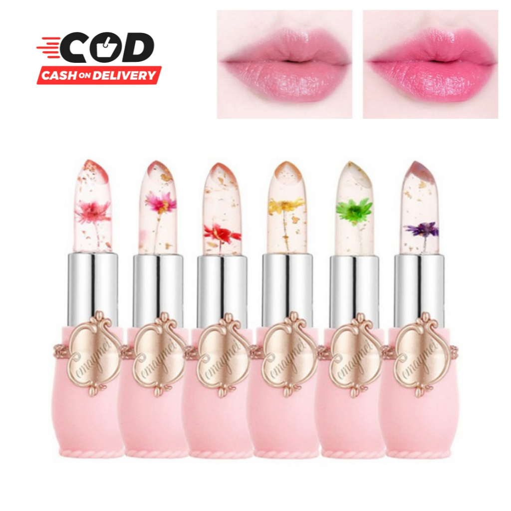 Lipstik Pelembab Jelly Bunga Transparan Tahan Air dan Tahan Lama