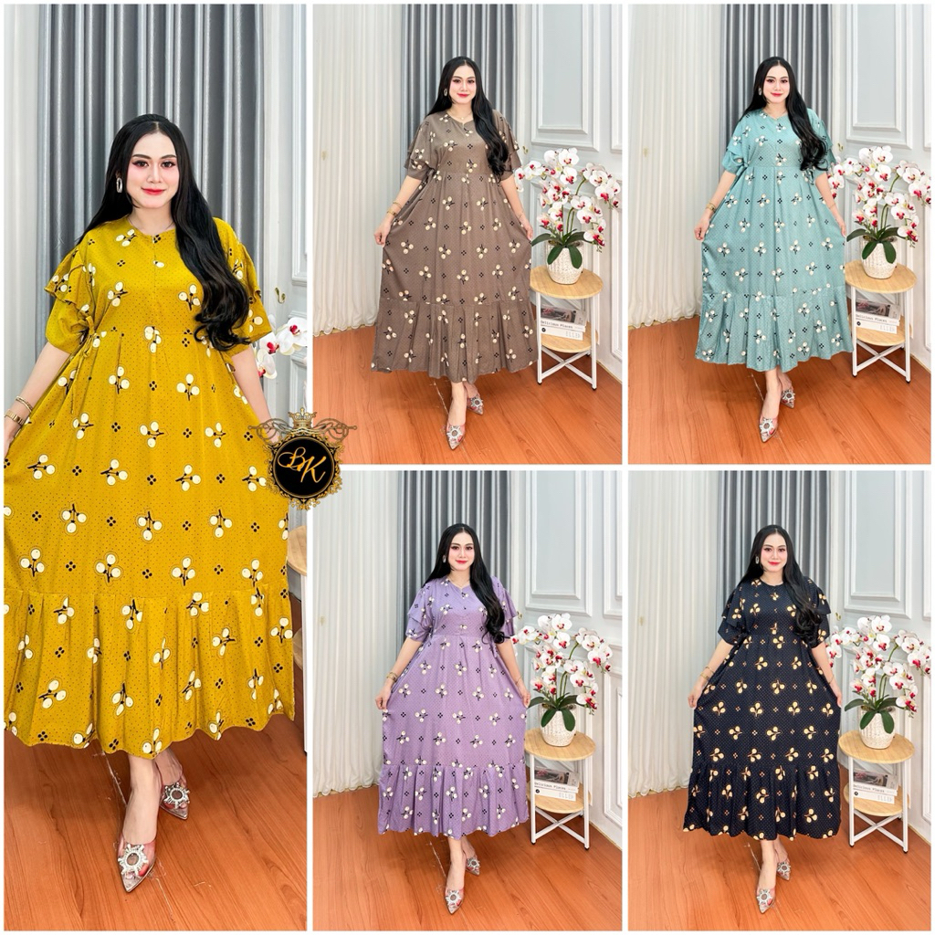 Daster Kanaya Jumbo Melati Ld 130| Daster Jumbo Terbaru| Daster Rayon Jumbo| Daster Busui Jumbo