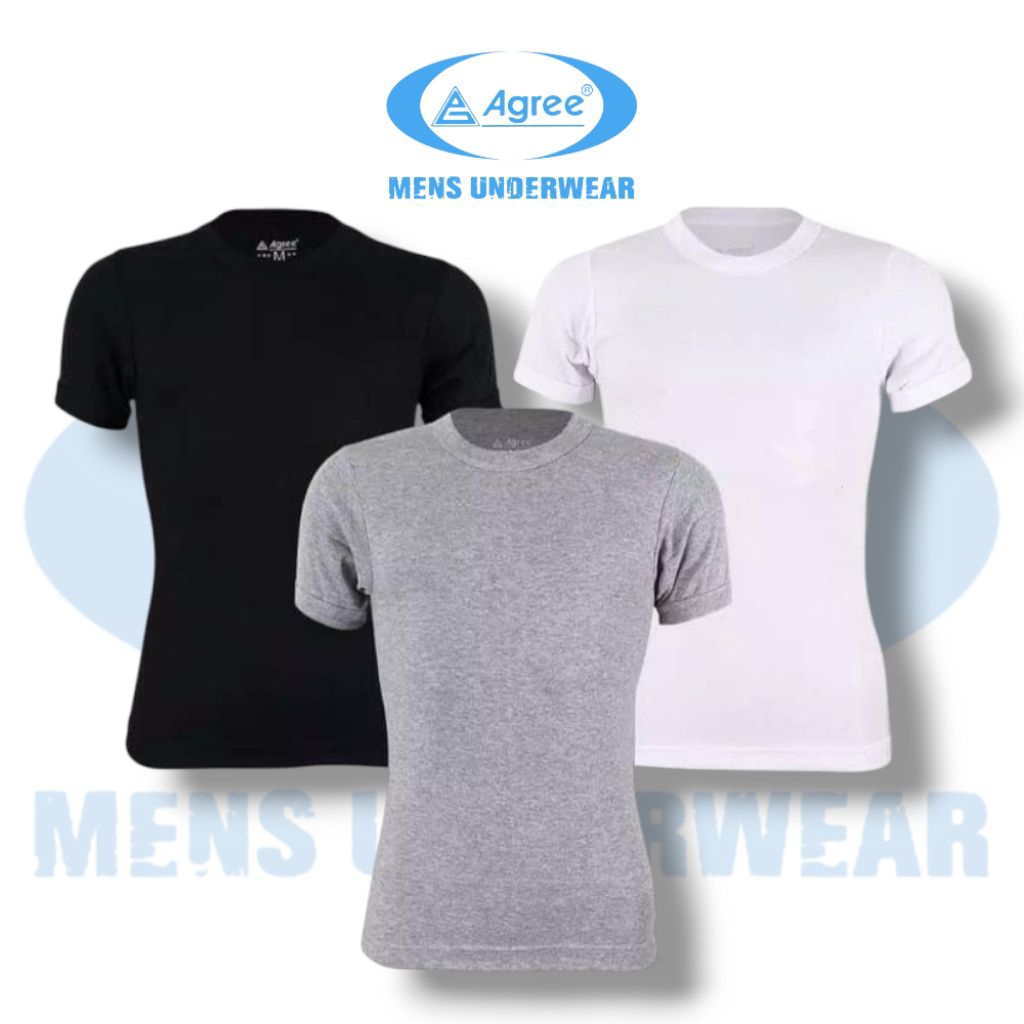 (3 Pcs) Kaos Oblong Pria AGREE ORIGINAL/Kaos Dalam Pria Model Oblong