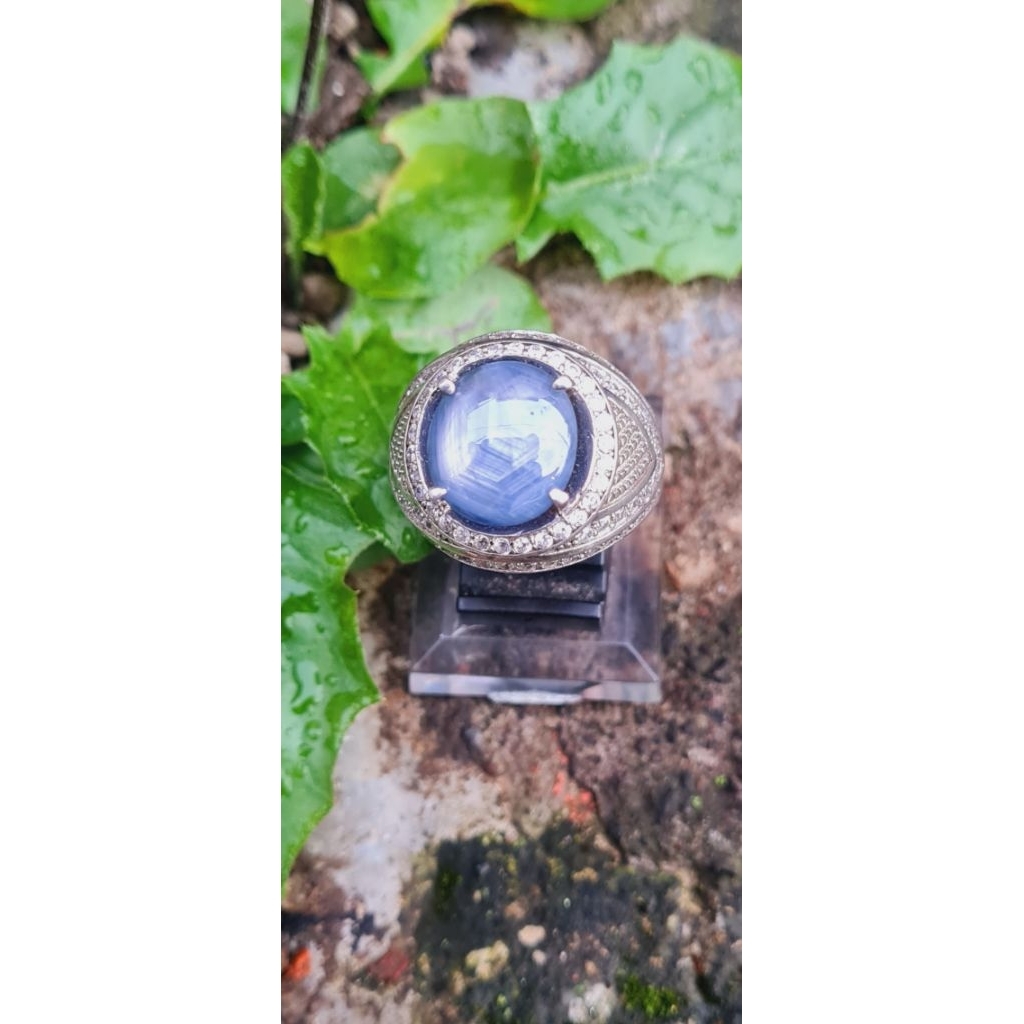 CINCIN PERAK BATU BLUE SAFIR STAR