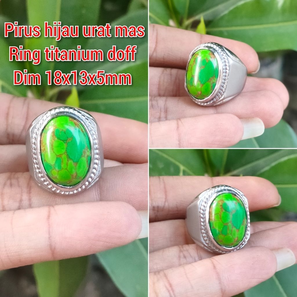 CINCIN PRIA BATU PIRUS HIJAU RING TITANIUM DOFF