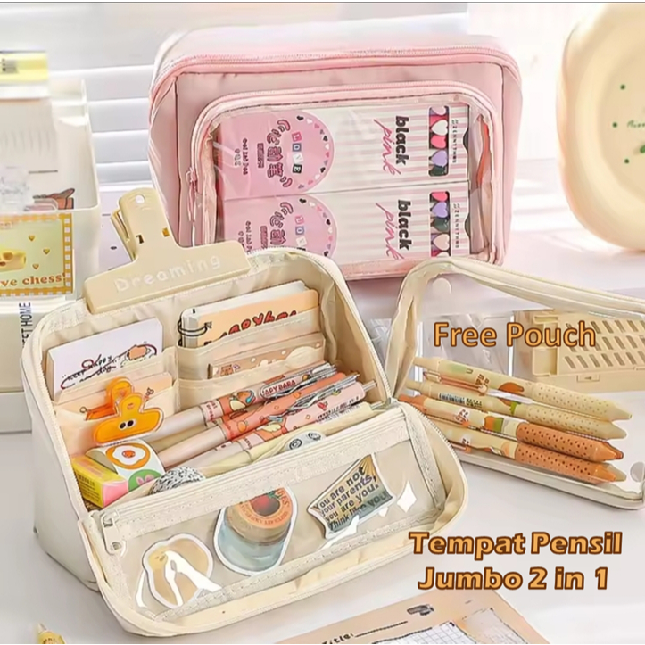 

TEMPAT PENSIL KOREA 2 IN 1 MULTI SEKAT UKURAN JUMBO TRGL