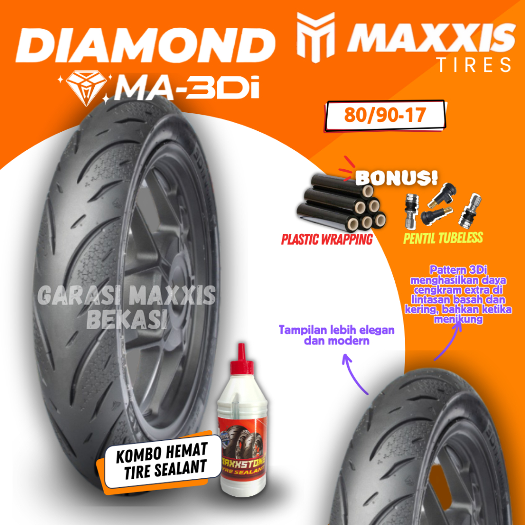[READY COD] BAN MAXXIS DIAMOND MA-3Di TUBELESS RING 17 ( 80/90-17 ) BAN MOTOR BEBEK JUPITER Z MX / S