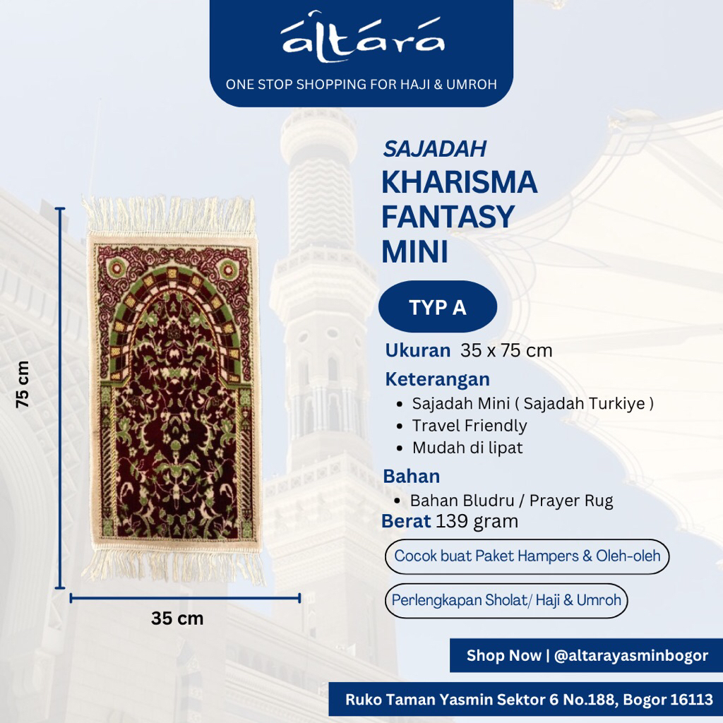 Sajadah | Sajadah Kharisma Fantasy Mini | Sajadah Mini | Sajadah Turki | Sajadah lembut | Sajadah ke