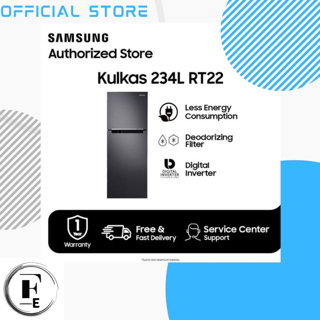 Samsung RT25FARBDB1/SE Kulkas 2 Pintu dengan Digital Inverter 255L / Kulkas Samsung 2 Pintu