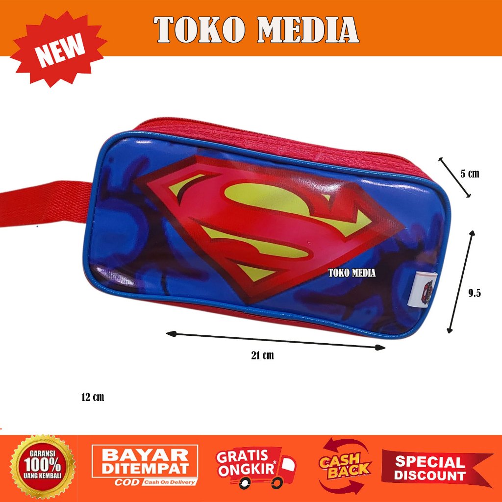 

Kotak Pensil Anak Karakter Kartun Superhero Superman bahan Kain tebal bagus murah
