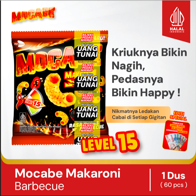 

Mocabe - Barbecue - Small Pack - 1 Karton (6 renceng) - 60 Pcs - 24gr (Free 12 Pcs)