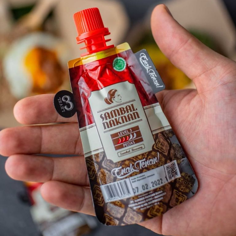 

Sambal Bawang Naknan Level 3 (PEDAS) • Pouch 45 Gram • Sambal Instan Siap Saji - HALAL BPOM