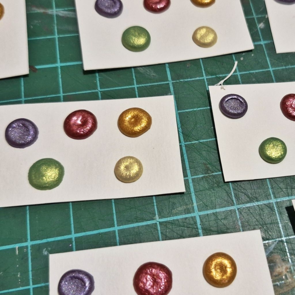 

midnight jewels - watercolour dot card set of 5 handmade metallic