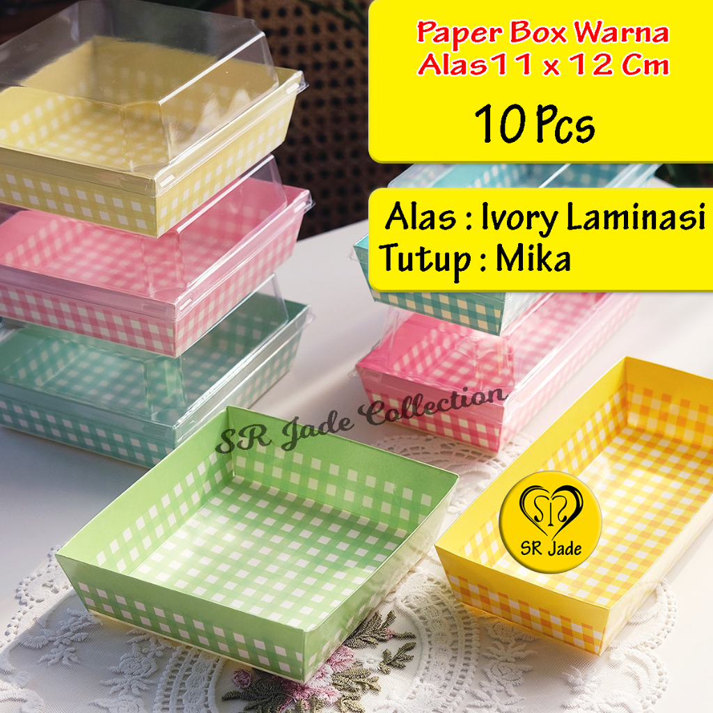 [10 pcs] Paper Box Warna 11x12 cm Kotak Burger Box Sandwich Roti Salad Kotak Milk Bun Kue Brownies
