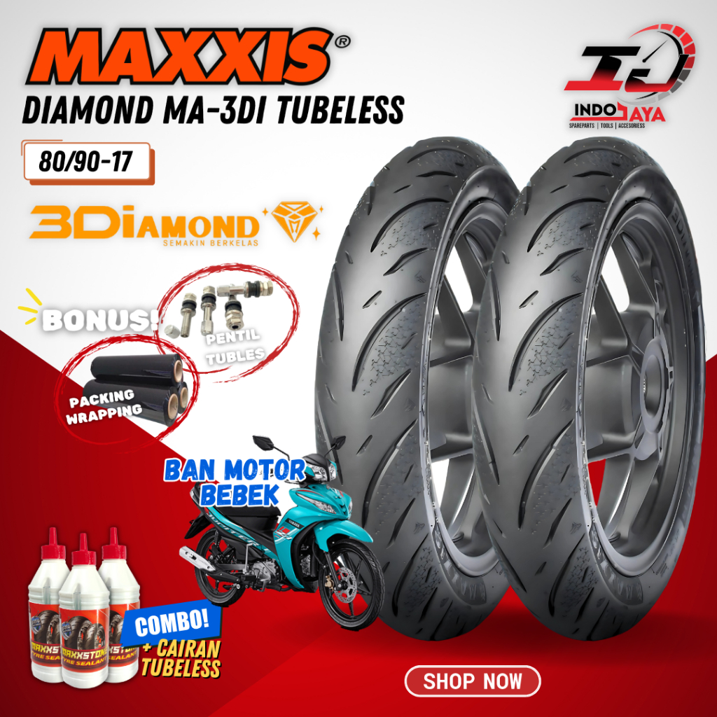 [PRODUK TERBARU] BAN MAXXIS DIAMOND MA-3Di TUBELESS RING 17 ( 80/90-17 ) BAN MOTOR DEPAN BELAKANG BE