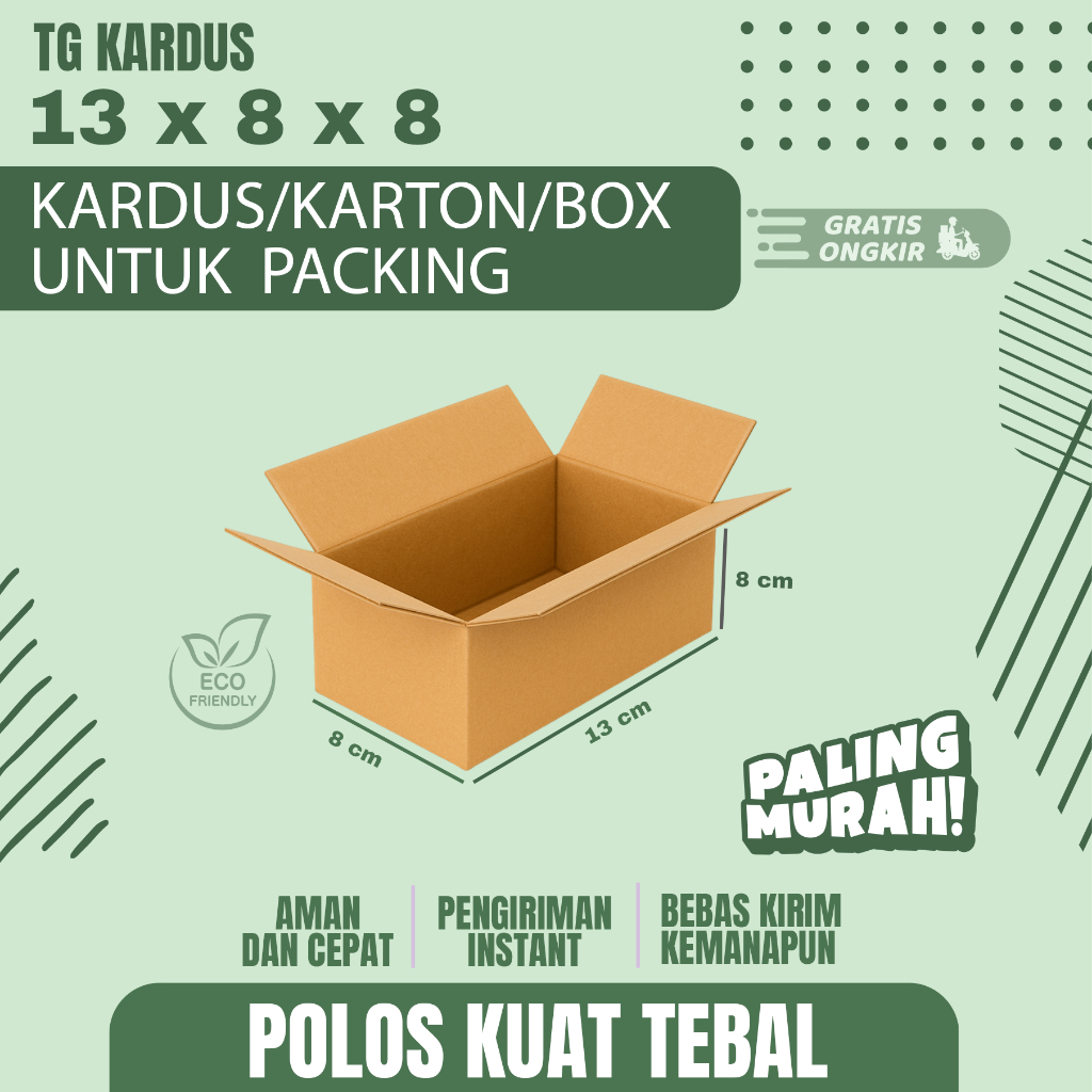 

Kardus Packing Ukuran 13x8x8 Polos Box Cogurated tebal kuat
