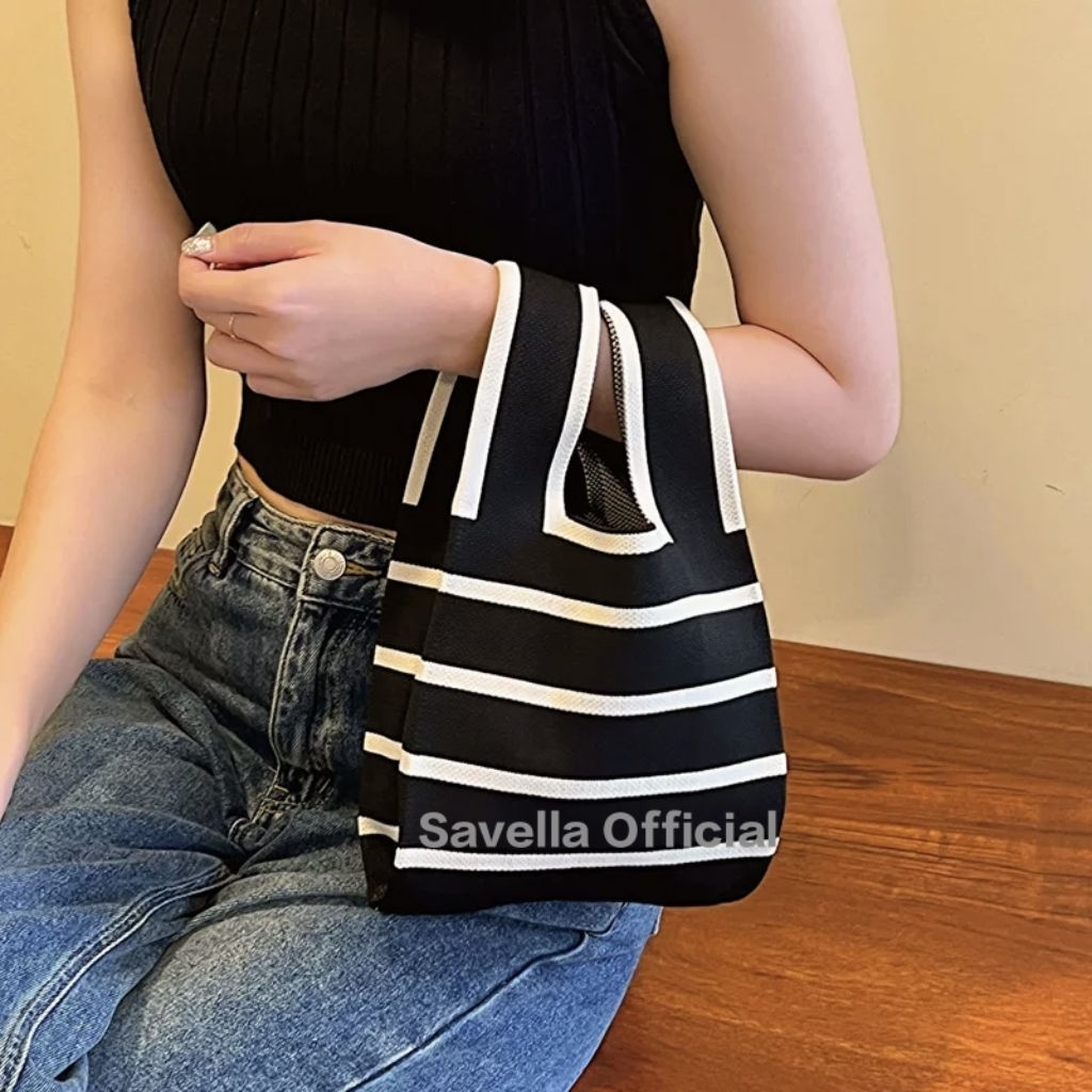 Tote Bag Kanvas Tote Bag Tali Sumbu Rajut Tas Serba Guna Travel Bag Souvenir