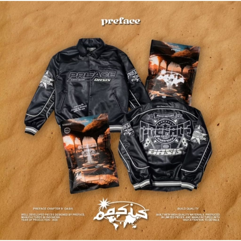 PREFACE OASIS VARSITY JACKET FAUX LETHER