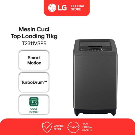 Mesin Cuci LG T2311VSPB Top Loading 11 Kg TurboDrum Smart Inverter Series