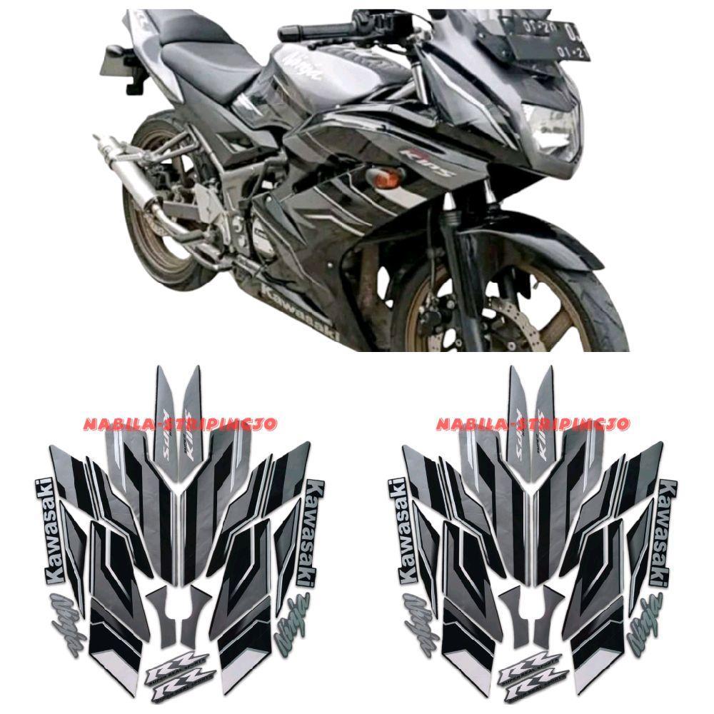 STRIPING STIKER LIS BODY MOTOR KAWASAKI NINJA RR SE 2015 HITAM STANDAR FULL SET