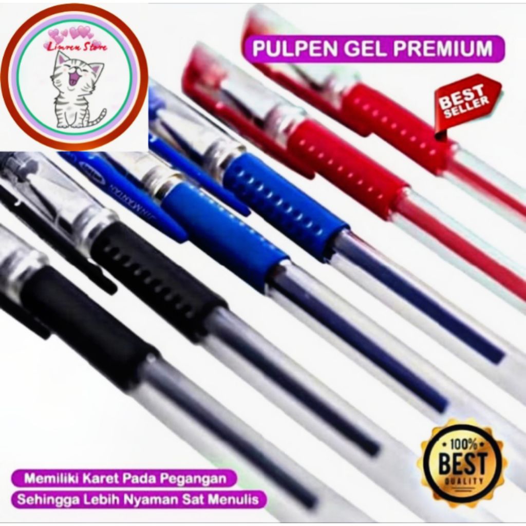 

Pulpen Gel Internasional Standard Premium Pen Ballpoint Tinta Cair Pena Gel Sekolah Pulpen Warna SNI