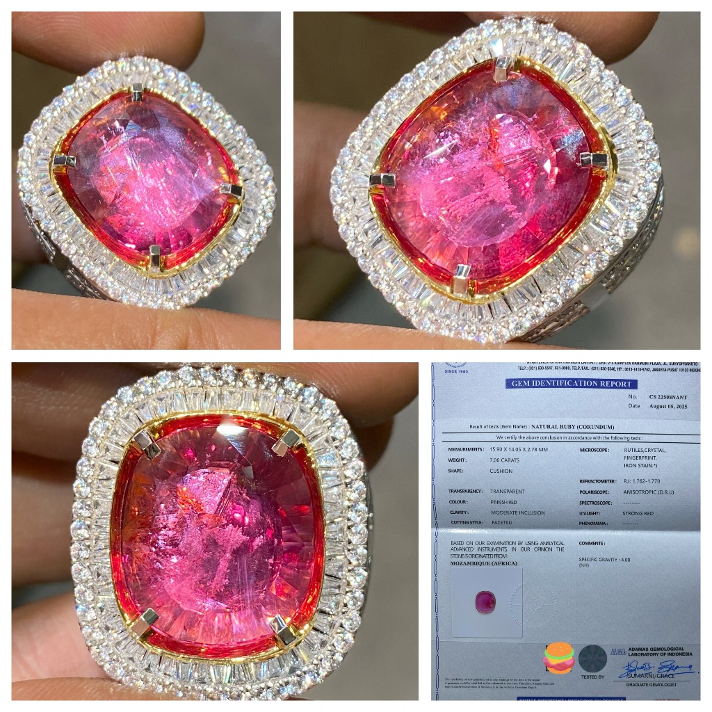 Natural 7.06ct Ruby No heat mozambique sertifikat AGL