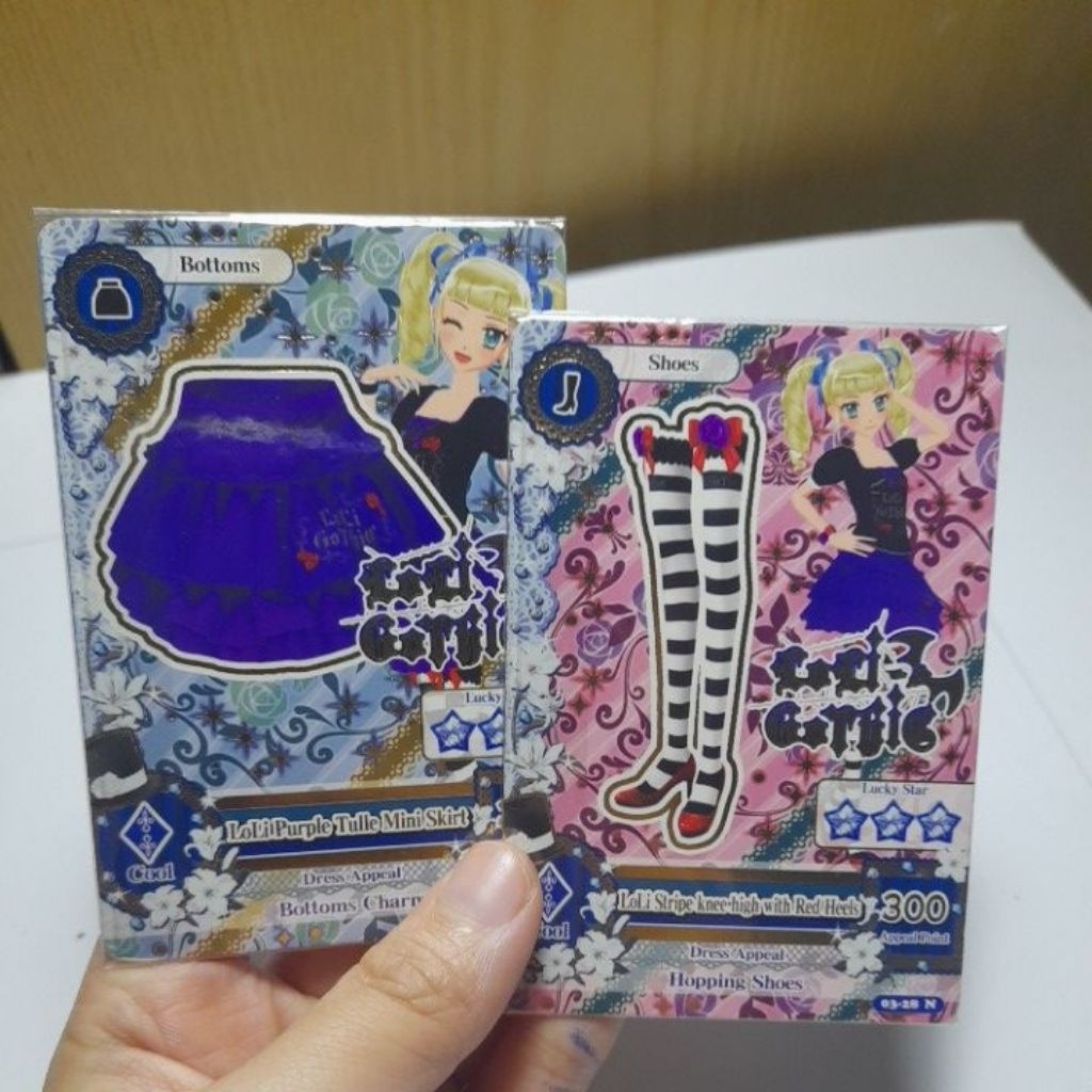 Kartu Aikatsu Normal LOLI GOTHIC Loli Purple Tulle Mini Skirt & Loli Stripe Knee-high With Red Heels