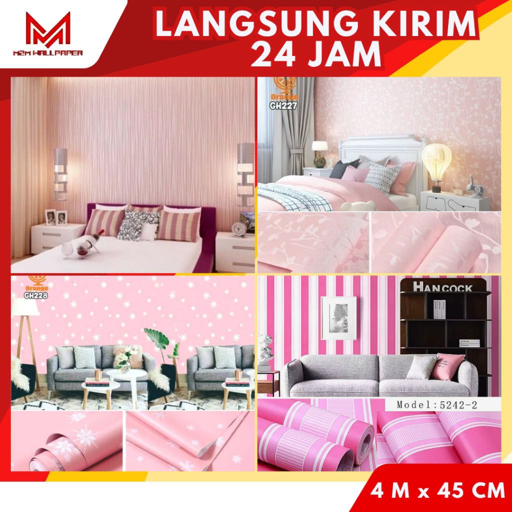 Wallpaper Dinding Ruang Tamu Pink Wallpaper Dinding Kamar Tidur Pink Sticker Dinding Warna Pink