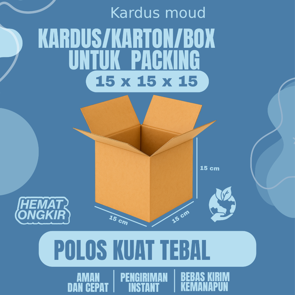 

Kardus Packing Ukuran 15x15x15 Polos Box Cogurated tebal kuat