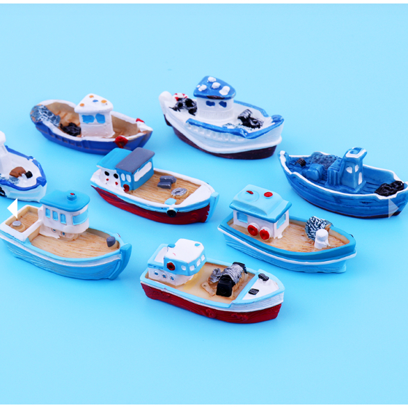 Miniatur Kapal Perahu Nelayan / Cake Topper Ornamen Kapal Tradisional / Hiasan Aquarium Kapal