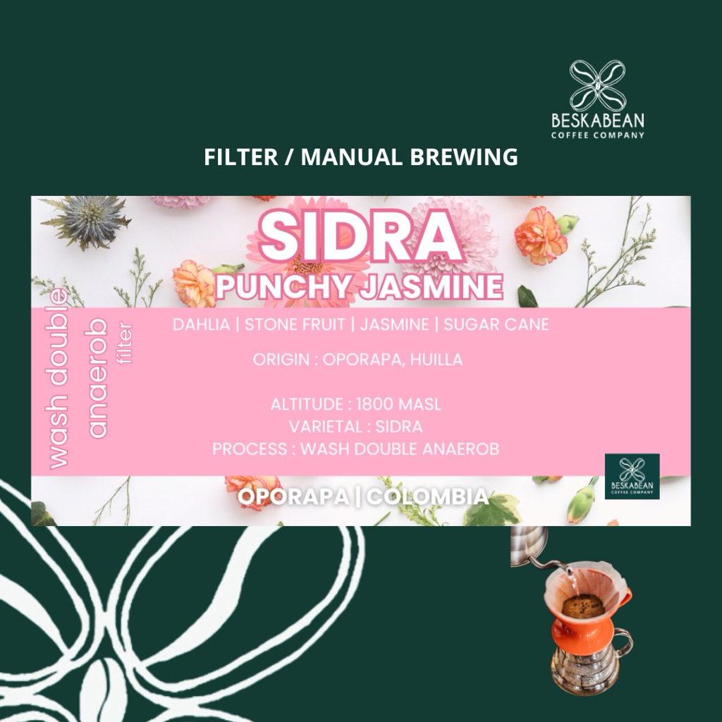 

15gr | 50gr | Kopi Colombia sidra | Beskabean | Sidra Punchy Jasmine