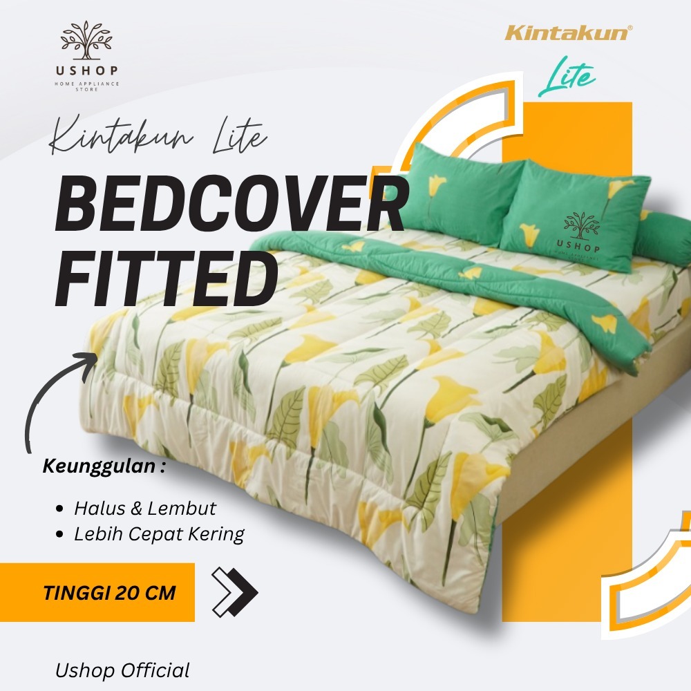 Set Bedcover Kintakun Lite 180x200 / 160x200 Tinggi 20 Cm Microtex Best Motif King Queen Size USHOP