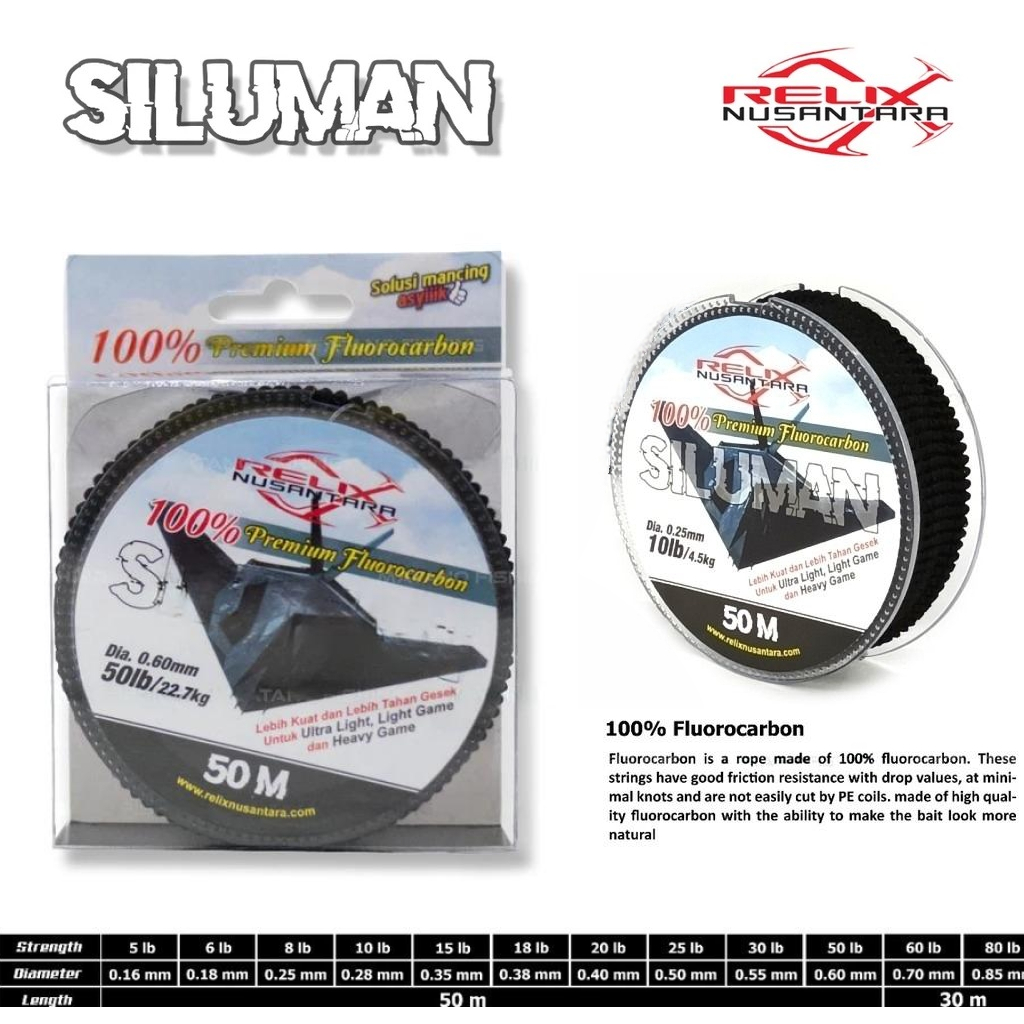 BEST SELLER Senar Leader Relix Nusantara SILUMAN 30m 50m | Premium Fluorocarbon IFT / Senar Pancing