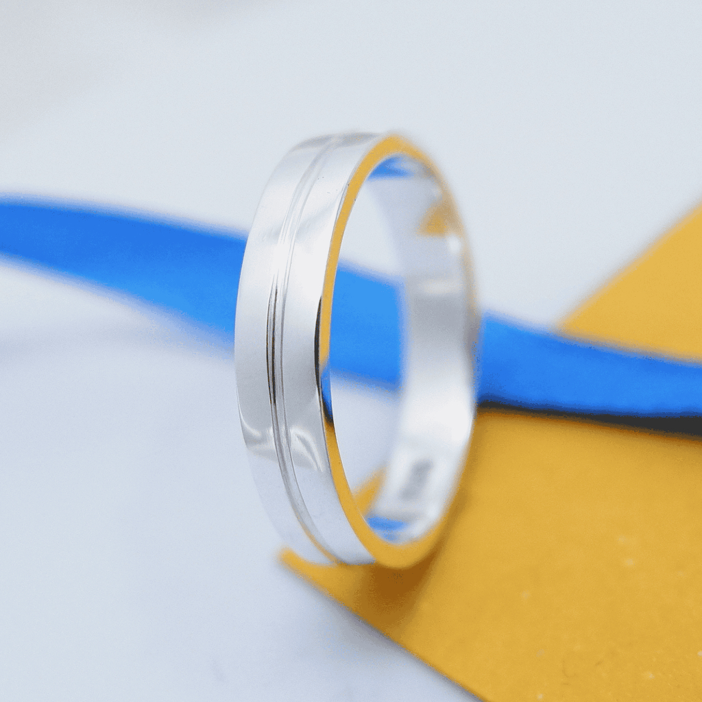 Cincin Nikah Pria Emas Putih Elegan Premium Handmade P02 - Custom Nama All Size - San950