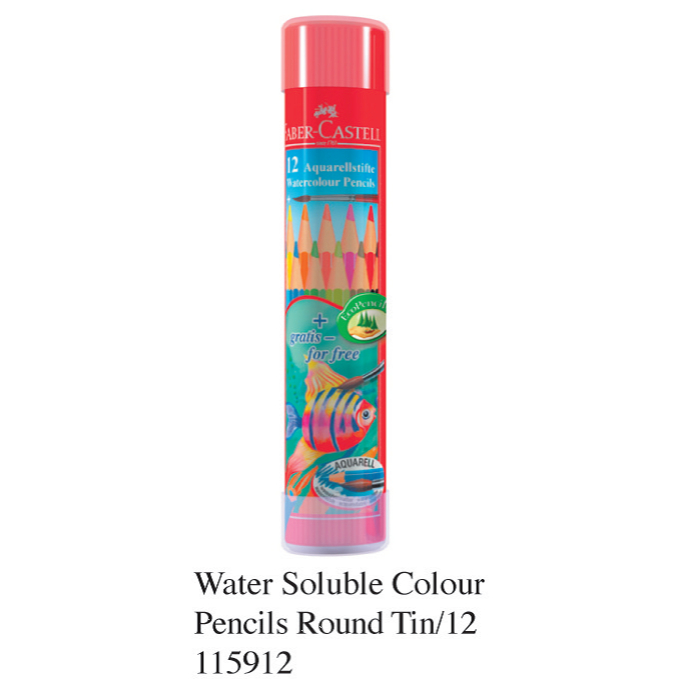 

FABER CASTELL PENSIL WATERCOLOR 12L ROUND TIN 115912