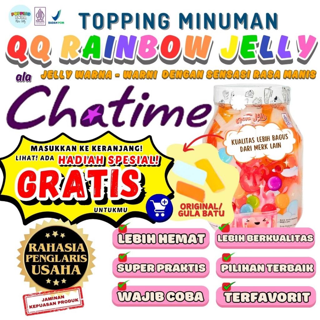 

QQRainbowJellyKonyakuToppingMinumanPelengkap BELFIECO Bubuk Agar Jelly Powder - Rainbow Jelly Original 500 Gram | Cocok Untuk Semua Jenis Minuman