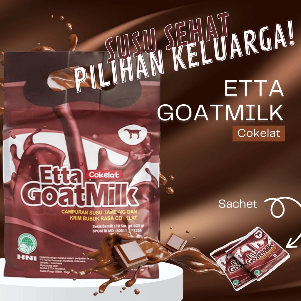 

Susu Kambing Ettawa Rasa Cokelat- Etta GoatMilk Cokelat - HNI HPAI