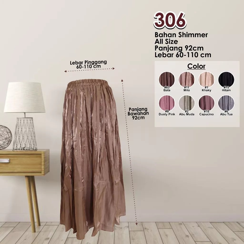Rok Shimmer Silk Panjang Premium Import – Rok Payung Wanita Elegan All Size Adem Nyaman