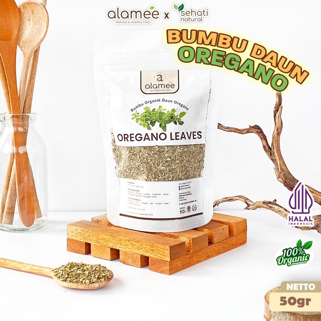 

ALAMEE Oregano Kering Dried Leaves Flakes Garnish Murni Asli Tanpa Campuran Bumbu Masak Dapur 50g