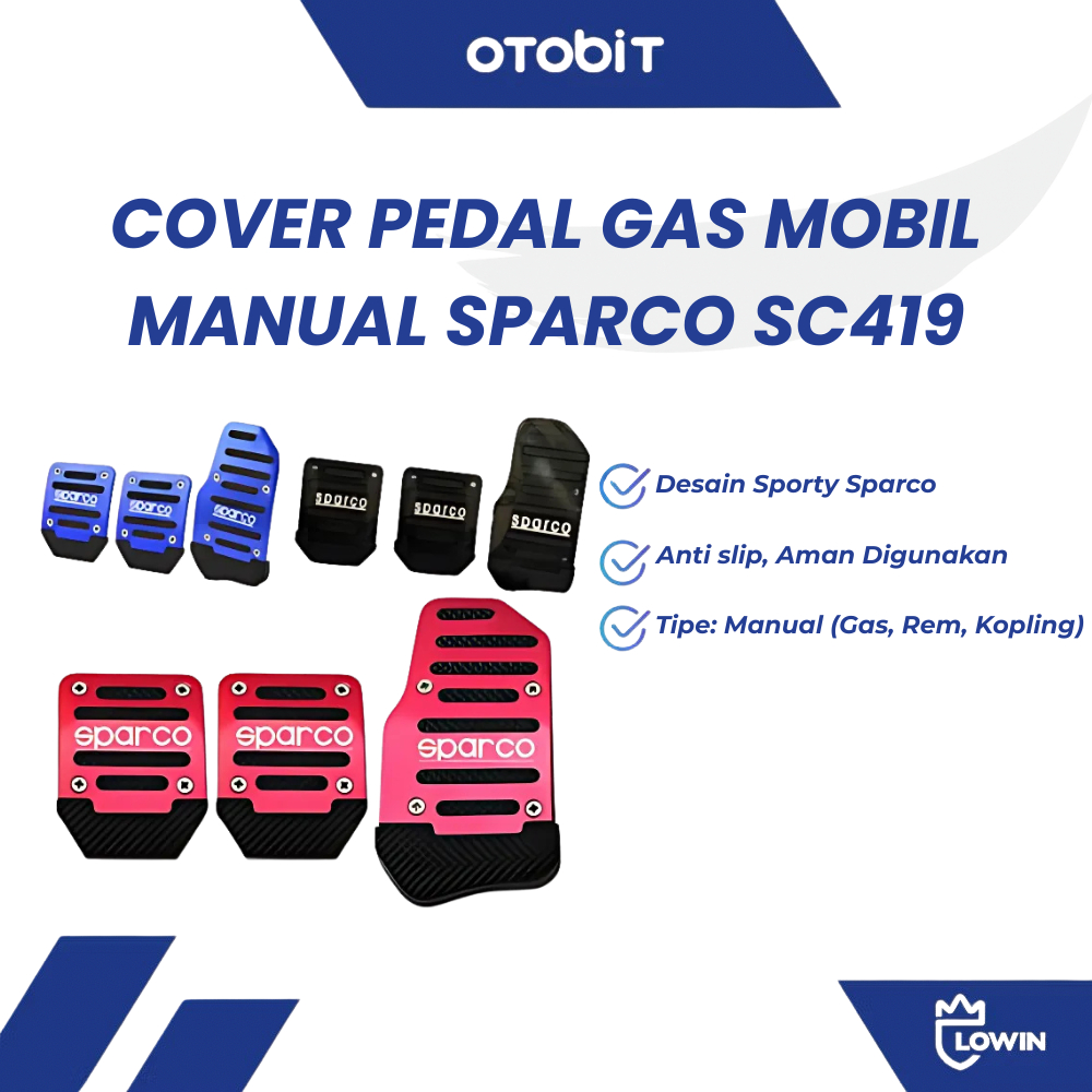 Cover Pedal Mobil Manual Sparco SC419 Anti Slip Gas Rem Kopling Universal