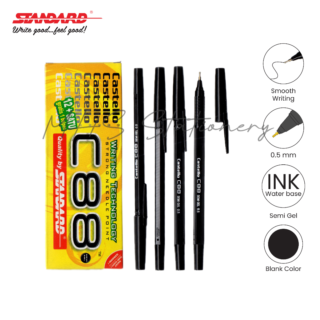 

STANDARD C88 C-88 0.5 mm Bolpoin Pulpen Ballpoint Semi Gel Pen Pena 1 Box 12 Pcs