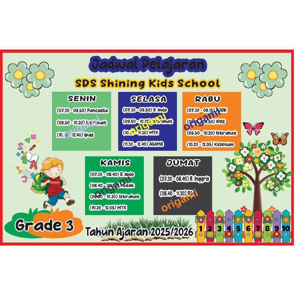 

jadwal pelajaran size 60x40