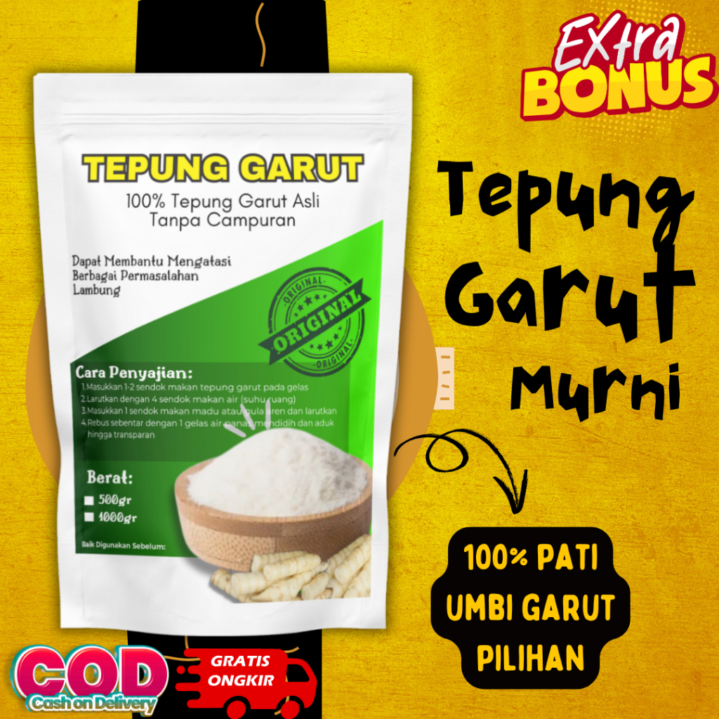 

TEPUNG PATI GARUT PREMIUM 1 Kg 1000 Gram/Pati Asam Lambung/Angkrik/Arrowroot