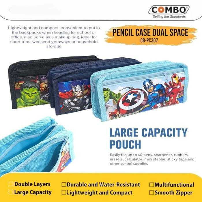 

Tempat Pensil Kain 2 Resleting / Kotak Pensil Resleting Kain / Pencil Case Double Space PC307 / Tempat Pensil Karakter COMBO