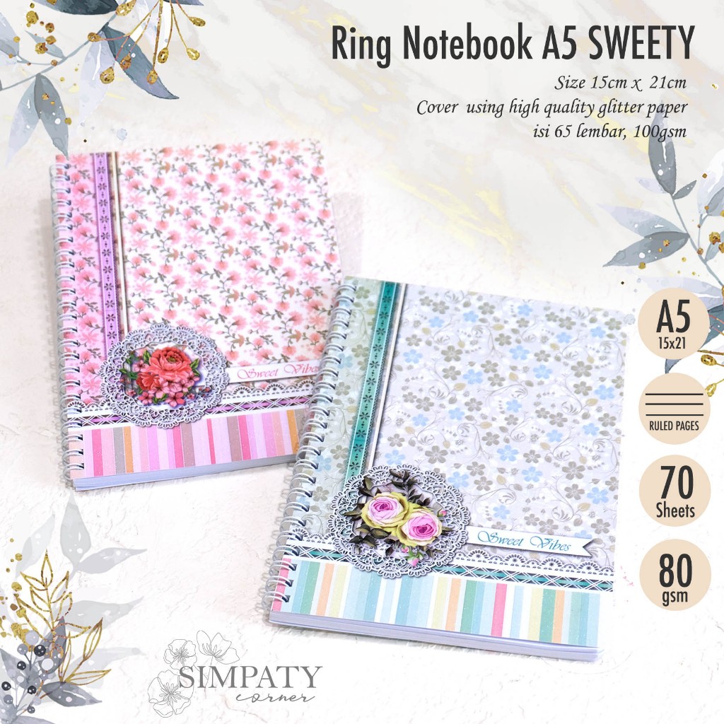 

Ring Notebook A5 | Diary | Buku Tulis A5 | Agenda Sweet flower Simpaty