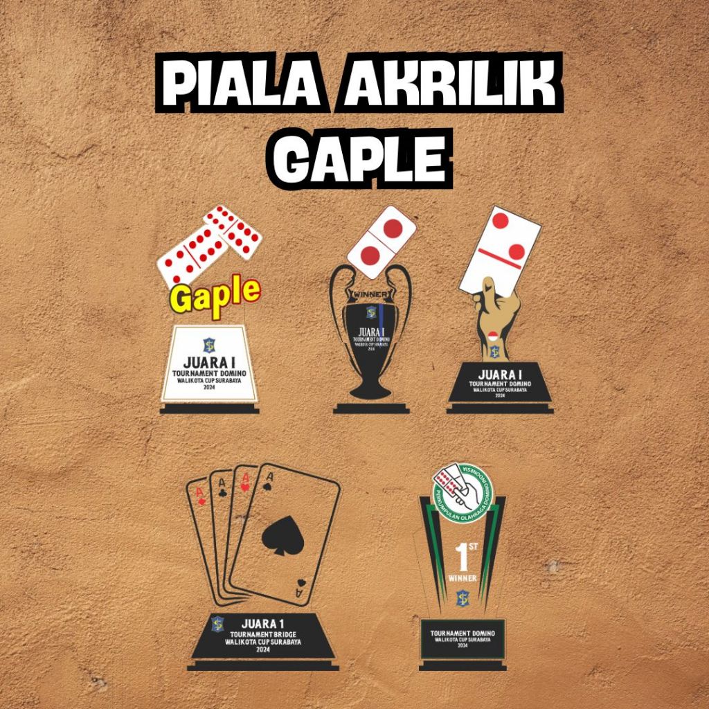 Piala Domino Piala Gaple Plakat Domino Plakat Gaple Akrilik Custom