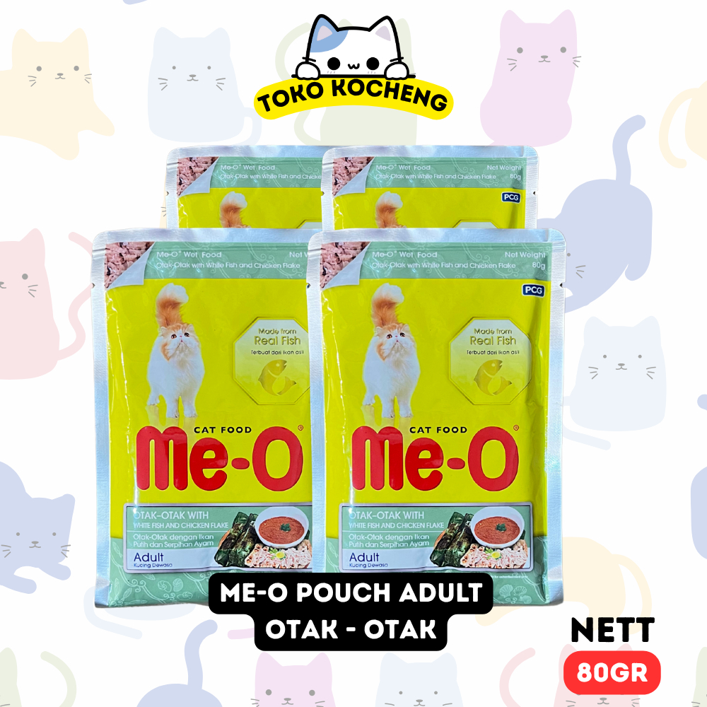 Makanan Kucing Basah MEO Pouch 80g Otak Otak Adult & Kitten All Varian / Meo