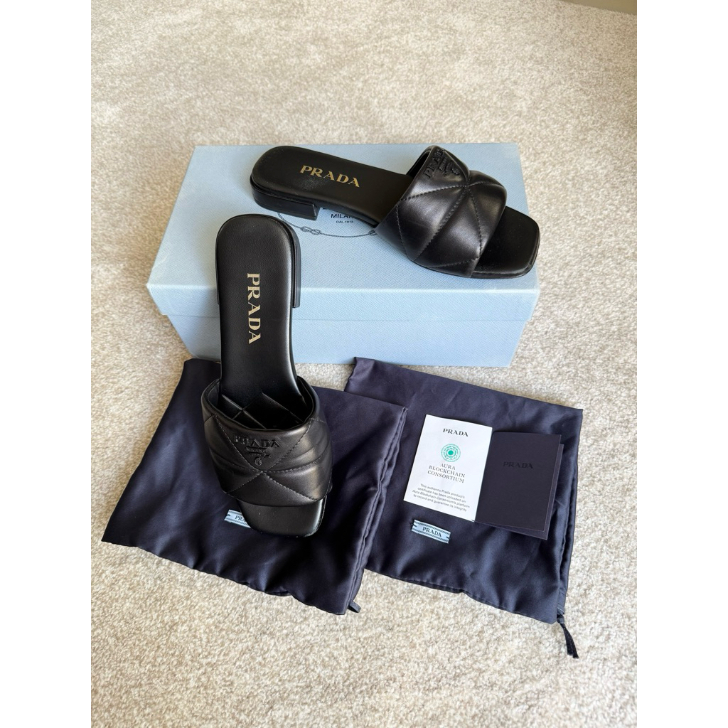 PRELOVED Prada Clazature Donna Nappa Nero (Black) Sandal Size 38