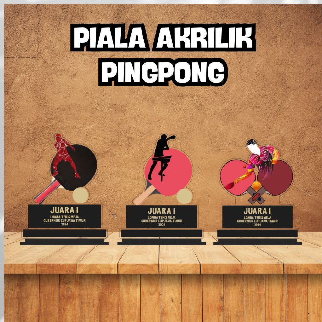 Trofi Pingpong Bahan Akrilik | Plakat Akrilik Lomba Badminton Edisi Agustusan