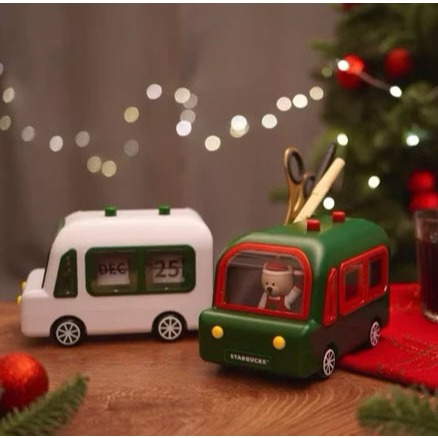 

STARBUCKS BEARISTA PUSH CAR DESK KALENDER ORGANIZER TEMPAT PENSIL - WHITE