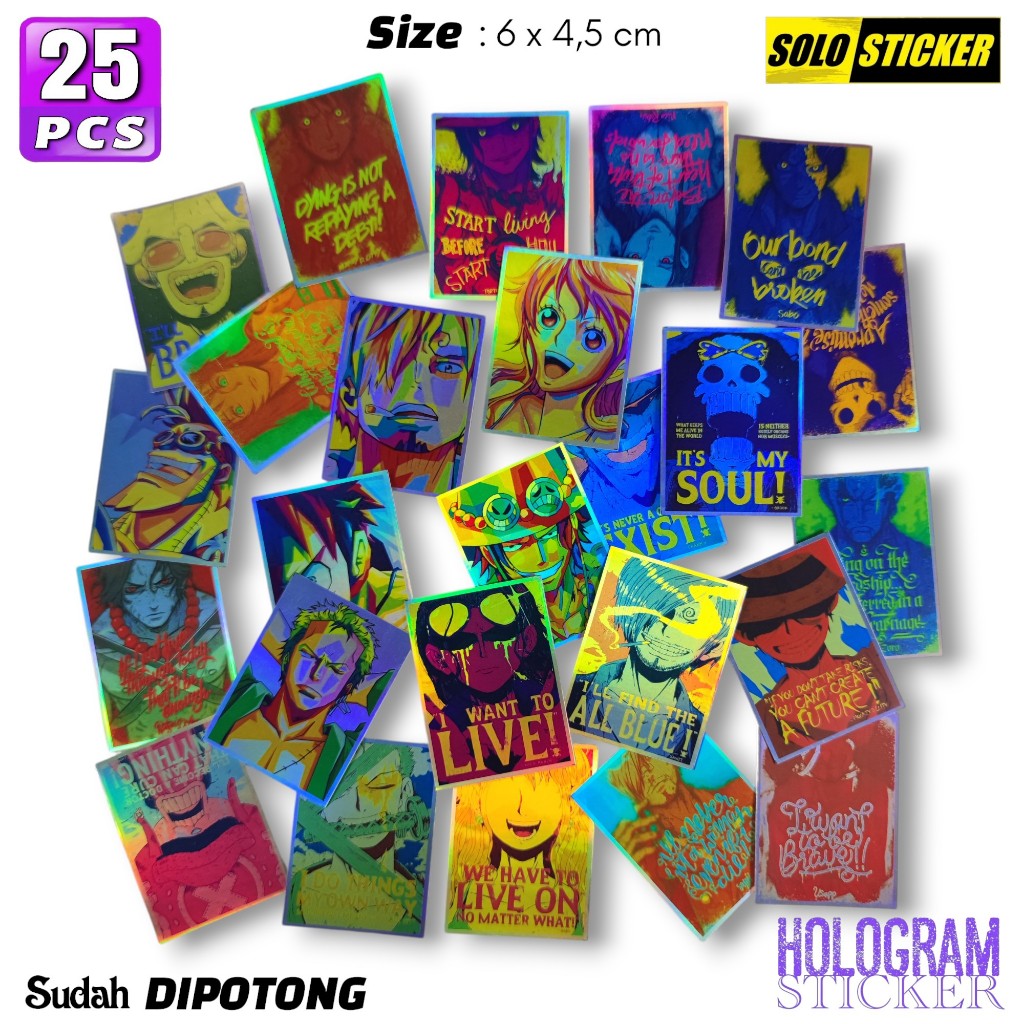 

Sticker Pack Anime One Piece Hologram Waterproof untuk Stiker Laptop Journal Diary Notebook
