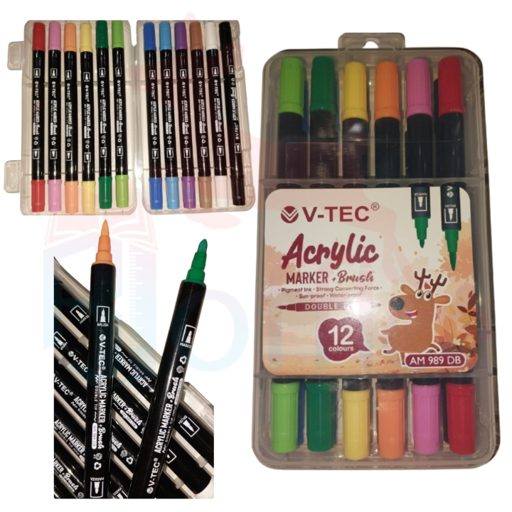

V-TEC ACRYLIC MARKER+BRUSH PEN AM 989 DB 12C - VTC1664
