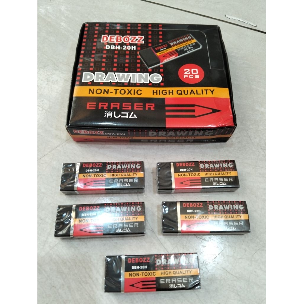 

Penghapus Gambar Hitam DEBOZZ Drawing DBH-20H ukuran besar – Non-Toxic, High Quality, Isi 20 pcs - Alat Tulis Kantor/ATK Murah Medan